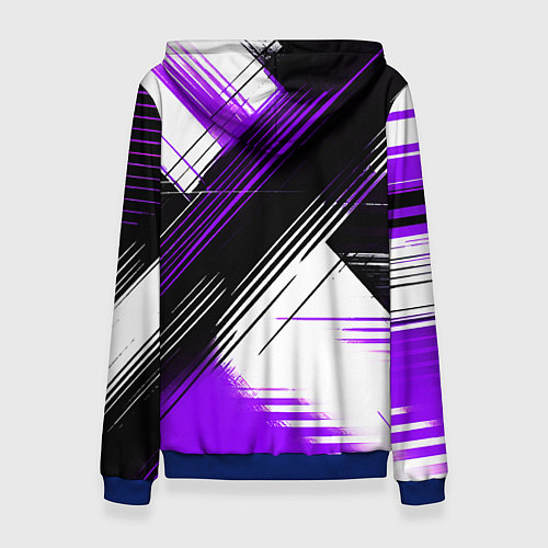Женская толстовка Диагональные фиолетово-чёрные линии на белом фоне / 3D-Синий – фото 2