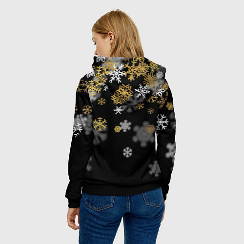 Женская толстовка Снежинки объемные золотистые / 3D-Черный – фото 4