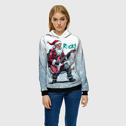 Толстовка-худи женская Санта с гитарой, цвет: 3D-черный — фото 2