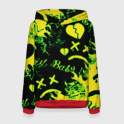 Толстовка-худи женская Lil Peep кислотные автографы, цвет: 3D-красный