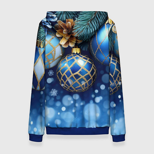 Женская толстовка Синие новогодние шары / 3D-Синий – фото 2