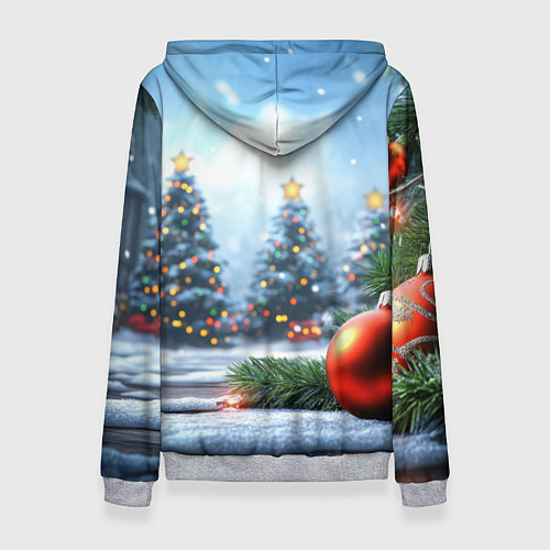 Женская толстовка Новогодние елки и шар / 3D-Меланж – фото 2