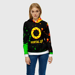 Толстовка-худи женская Portal кислотные краски, цвет: 3D-белый — фото 2