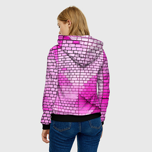 Женская толстовка Розовые кирпичики / 3D-Черный – фото 4