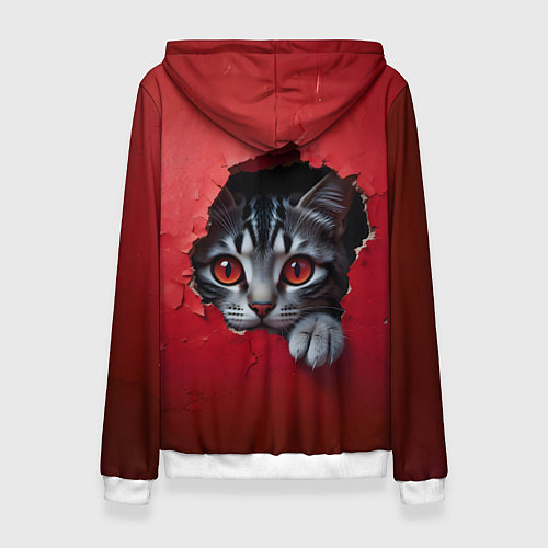 Женская толстовка Выглядывающий котик / 3D-Белый – фото 2