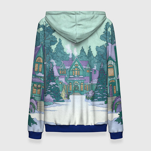 Женская толстовка Новый год - двор / 3D-Синий – фото 2