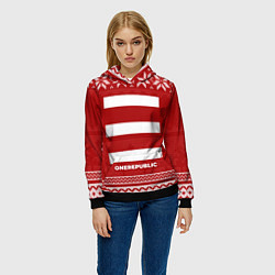 Толстовка-худи женская Новогодний OneRepublic, цвет: 3D-черный — фото 2