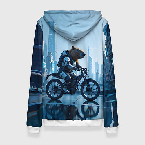 Женская толстовка Капибара мотоциклист / 3D-Белый – фото 2