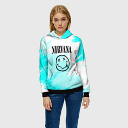 Толстовка-худи женская Nirvana rock music color, цвет: 3D-черный — фото 2