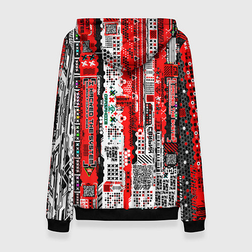 Женская толстовка Киберпанк паттерн красный / 3D-Черный – фото 2