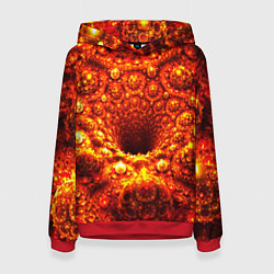 Толстовка-худи женская Фрактал абстракция, цвет: 3D-красный