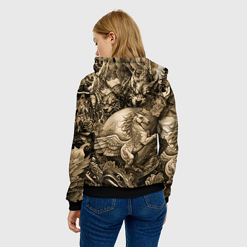 Женская толстовка Гарри Поттер и волшебные существа в стиле тату / 3D-Черный – фото 4