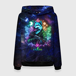 Толстовка-худи женская Counter Strike - neon wolf, цвет: 3D-черный