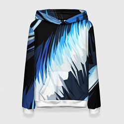 Толстовка-худи женская Бело-синие острые полосы, цвет: 3D-белый