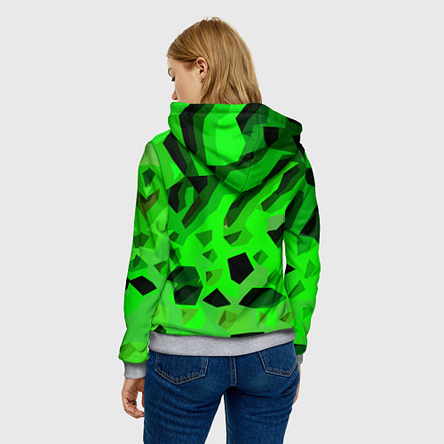 Женская толстовка Чёрно-зелёная пористая абстракция / 3D-Меланж – фото 4