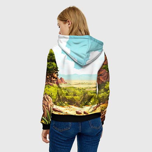 Женская толстовка Сурикат в саванне / 3D-Черный – фото 4