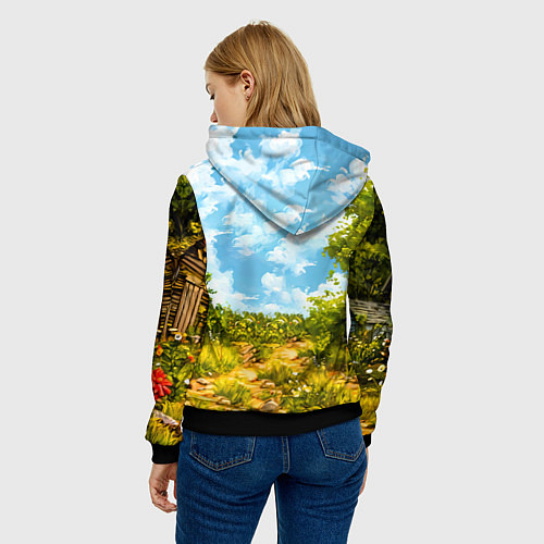 Женская толстовка Свинка в деревне / 3D-Черный – фото 4