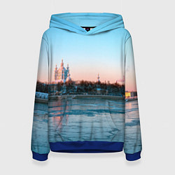 Толстовка-худи женская Смольный собор в Санкт-Петербурге, цвет: 3D-синий