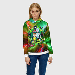 Толстовка-худи женская Рик и Морти - мы Веном мем, цвет: 3D-белый — фото 2