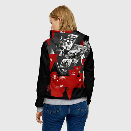 Женская толстовка Советская экономика - Владимир Ленин / 3D-Меланж – фото 4