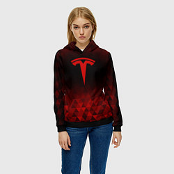 Толстовка-худи женская Tesla red poly, цвет: 3D-черный — фото 2