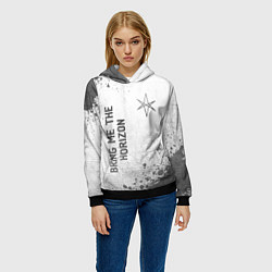 Толстовка-худи женская Bring Me the Horizon - white gradient вертикально, цвет: 3D-черный — фото 2