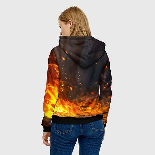Женская толстовка Утенок в огне / 3D-Черный – фото 4
