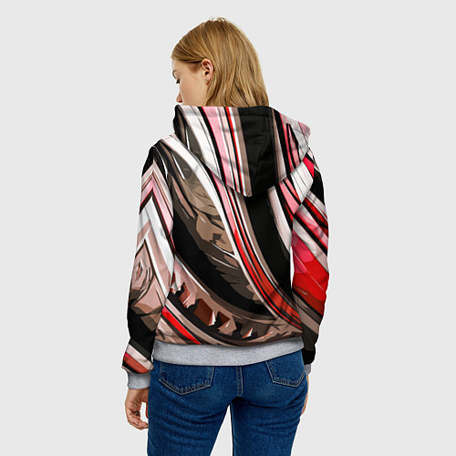 Женская толстовка Волнистая чёрно-красная абстракция / 3D-Меланж – фото 4