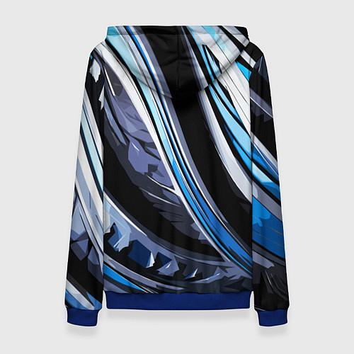 Женская толстовка Волнистая чёрно-синяя абстракция / 3D-Синий – фото 2
