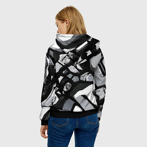 Женская толстовка Чёрно-серая абстракция / 3D-Черный – фото 4