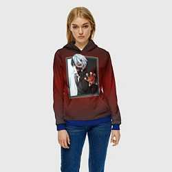 Толстовка-худи женская Аниме Токийский Гуль, цвет: 3D-синий — фото 2