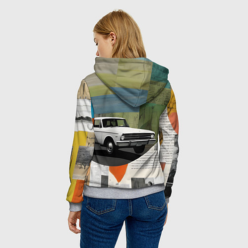 Женская толстовка Коллаж с ретро автомобилем / 3D-Меланж – фото 4