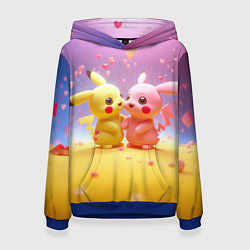Толстовка-худи женская Желтые и розовый Пикачу, цвет: 3D-синий