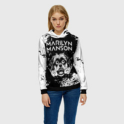 Толстовка-худи женская Marilyn Manson рок пес, цвет: 3D-черный — фото 2
