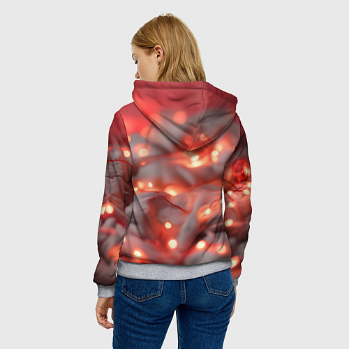 Женская толстовка Кошечка с сердечком и с гирляндой / 3D-Меланж – фото 4