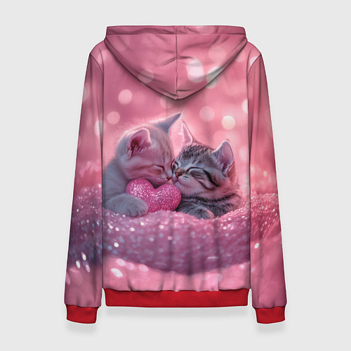 Женская толстовка Влюбленные котята в розовых блестках / 3D-Красный – фото 2