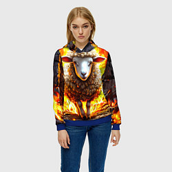 Толстовка-худи женская Овечка в огне, цвет: 3D-синий — фото 2