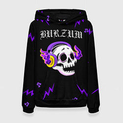 Толстовка-худи женская Burzum неоновый череп, цвет: 3D-черный
