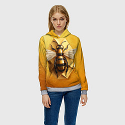 Толстовка-худи женская Пчела на золоте, цвет: 3D-меланж — фото 2