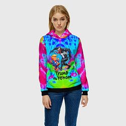 Толстовка-худи женская Дональд Трамп против Венома, цвет: 3D-черный — фото 2