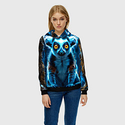 Толстовка-худи женская Лемур и удар молнии, цвет: 3D-черный — фото 2