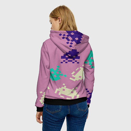 Женская толстовка Пиксели фильтр / 3D-Черный – фото 4