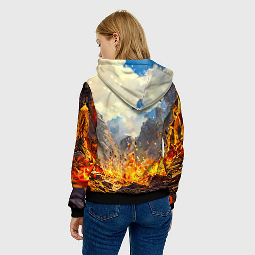 Женская толстовка Козел в огне / 3D-Черный – фото 4
