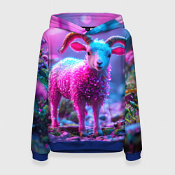 Толстовка-худи женская Козлик в розовом, цвет: 3D-синий