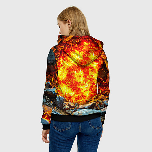 Женская толстовка Акула в огне / 3D-Черный – фото 4