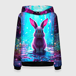 Толстовка-худи женская Зайчик в сказочном лесу, цвет: 3D-черный