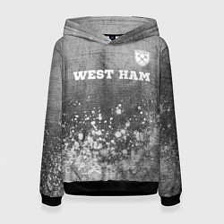 Толстовка-худи женская West Ham - grey gradient посередине, цвет: 3D-черный