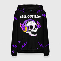 Толстовка-худи женская Fall Out Boy неоновый череп, цвет: 3D-черный