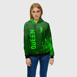 Толстовка-худи женская Queen - green gradient вертикально, цвет: 3D-черный — фото 2