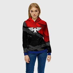 Толстовка-худи женская Вархаммер - аквила красный, цвет: 3D-синий — фото 2